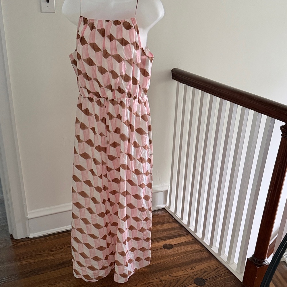 Banana Republic Pink & Brown Geo Print Maxi Dress